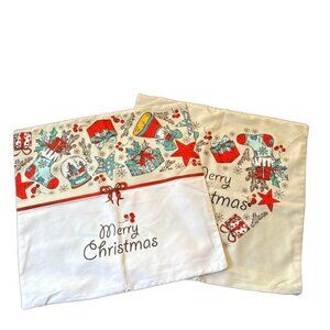 New Set of 2 Christmas Throw Pillow Covers. Zip Closure